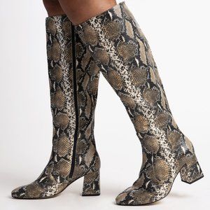 Knee High Snake Skin Wide Calf Boots
